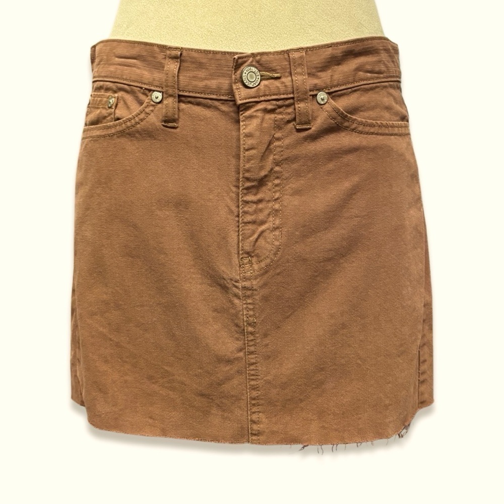 GAP JEAN CAMEL Y2K FRAYED HEM DENIM SKIRT! 100% COTTON! CLASSIC DENIM!